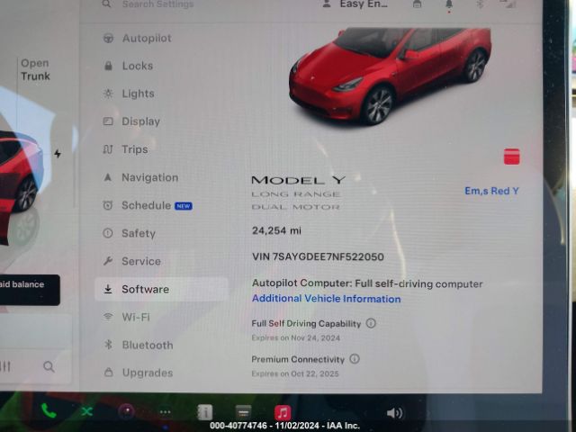 7SAYGDEE7NF522050 Tesla Model Y Long Range Dual Motor All-wheel Drive