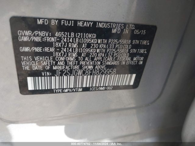 JF2SJGWC8FH829958 Subaru Forester 2.0xt Touring