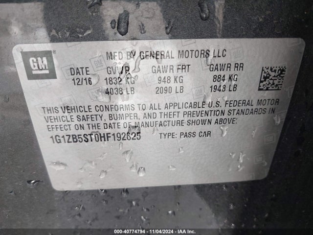 Chevrolet MALIBU LS 2017 1G1ZB5ST0HF192625 Image 9