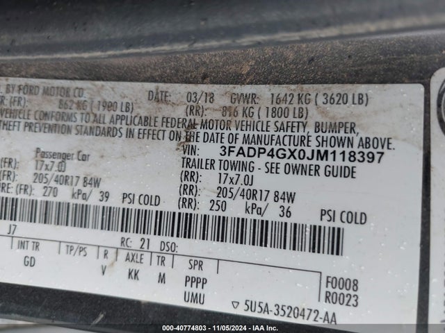 Ford FIESTA ST 2018 3FADP4GX0JM118397 Image 9