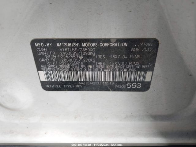 2013 MITSUBISHI OUTLANDER JA4JT5AX2DU016519 Photo 8