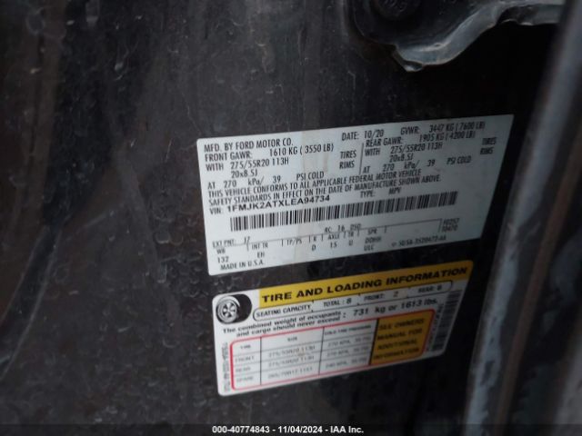 1FMJK2ATXLEA94734 Ford Expedition Limited Max