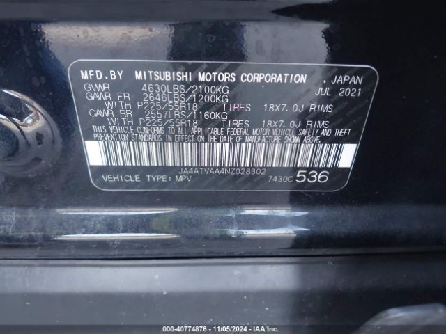 JA4ATVAA4NZ028302 Mitsubishi Eclipse Cross Le