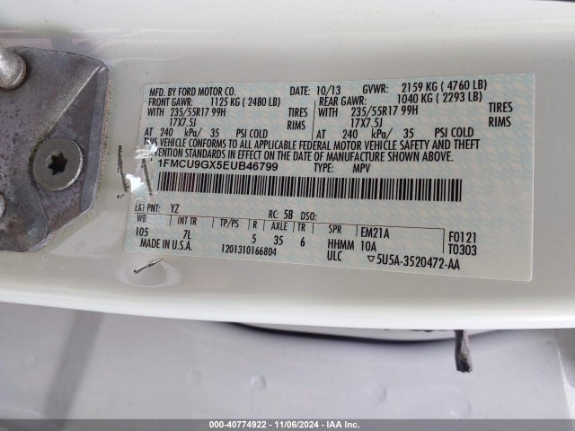 Ford ESCAPE SE 2014 1FMCU9GX5EUB46799 Image 9