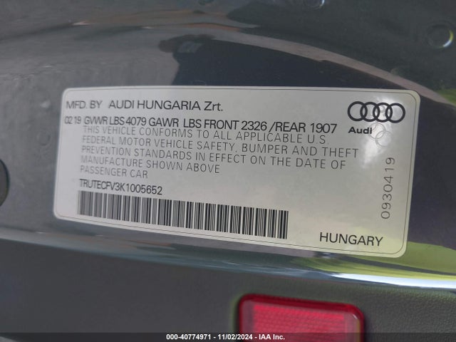 2019 AUDI TT TRUTECFV3K1005652 Photo 8