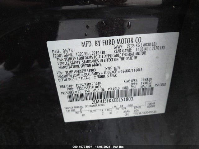 2LMHJ5FKXEBL51803 Lincoln MKT