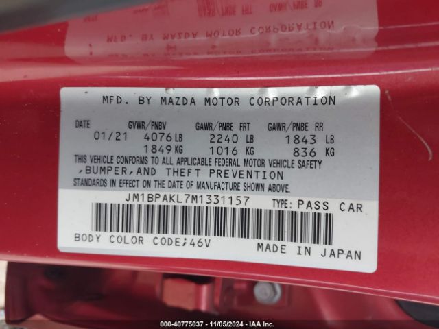 2021 MAZDA MAZDA3 JM1BPAKL7M1331157 Photo 8