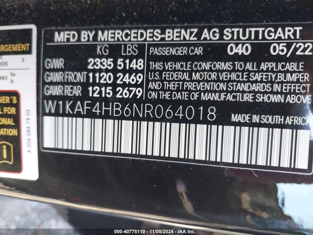 W1KAF4HB6NR064018 Mercedes-Benz C 300 4matic