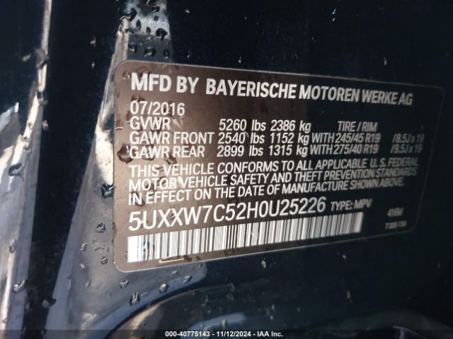5UXXW7C52H0U25226 BMW X4 M40i