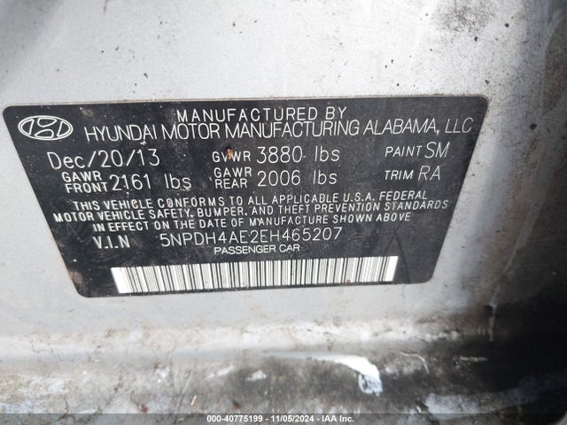 Hyundai ELANTRA SE 2014 5NPDH4AE2EH465207 Image 9
