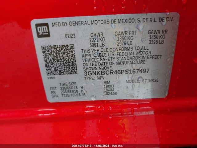 3GNKBCR46PS167497 Chevrolet Blazer Fwd 2lt