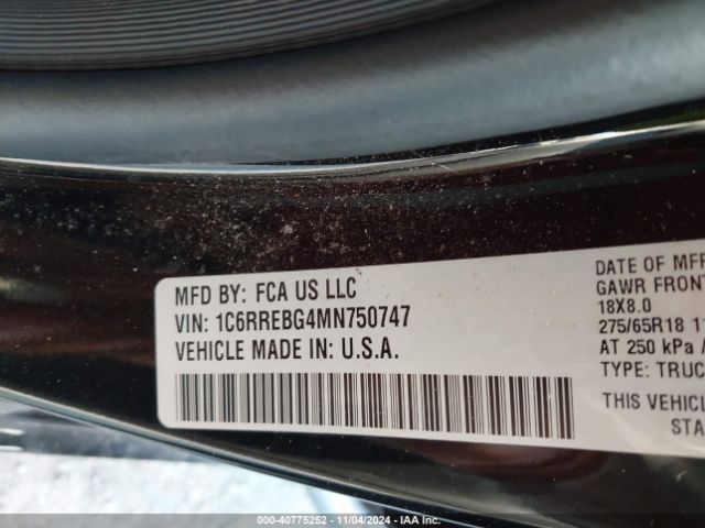 1C6RREBG4MN750747 RAM 1500 Big Horn  4x2 6'4 Box