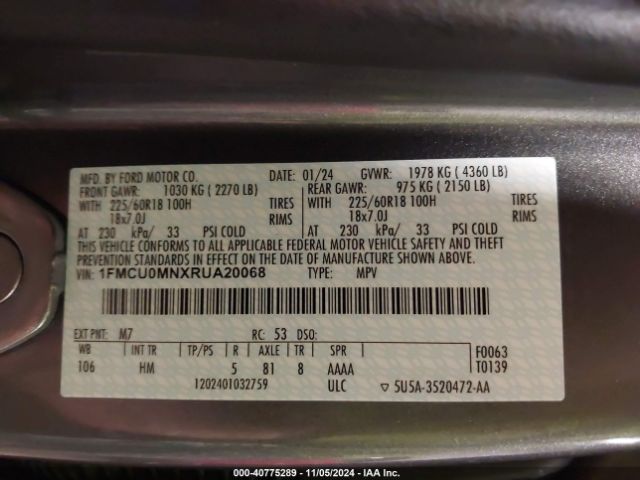 1FMCU0MNXRUA20068 Ford Escape St-line