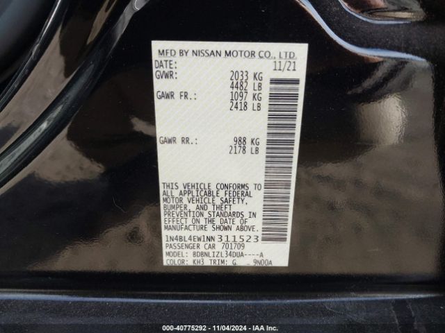 1N4BL4EW1NN311523 Nissan Altima Sl Intelligent Awd