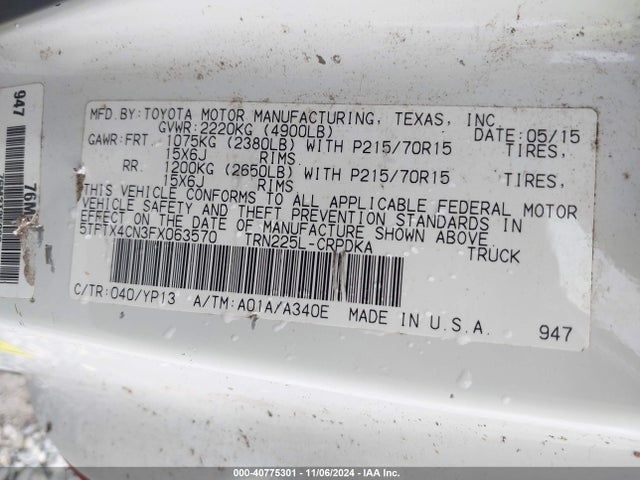 5TFTX4CN3FX063570 Toyota Tacoma