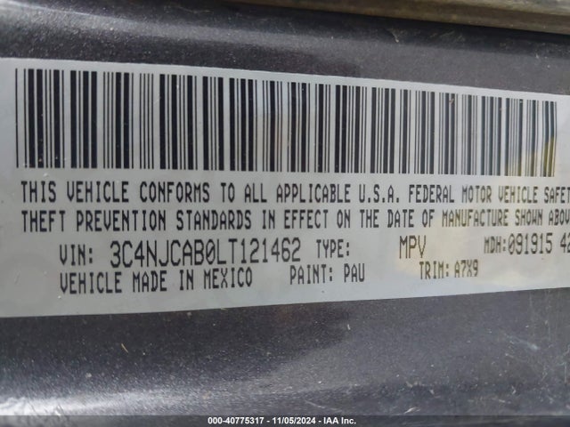 3C4NJCAB0LT121462 Jeep Compass Sport Fwd