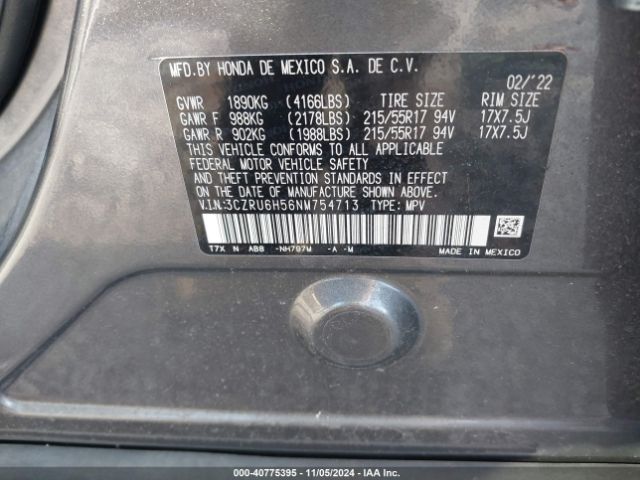 3CZRU6H56NM754713 Honda Hr-v Awd Ex