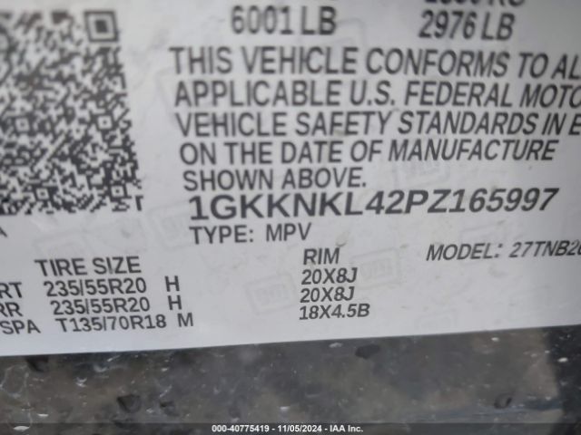 1GKKNKL42PZ165997 GMC Acadia Fwd Sle