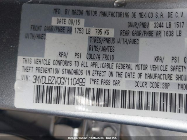 3MYDLBZV0GY110499 Scion IA