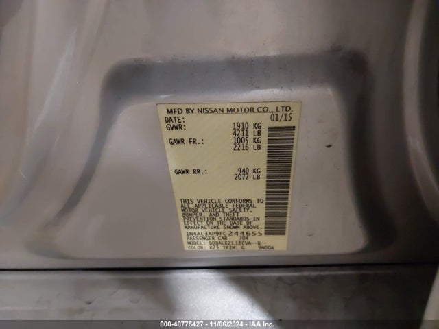 Nissan Altima 2.5 Sv 2015 1N4AL3AP9FC244655 Image 9