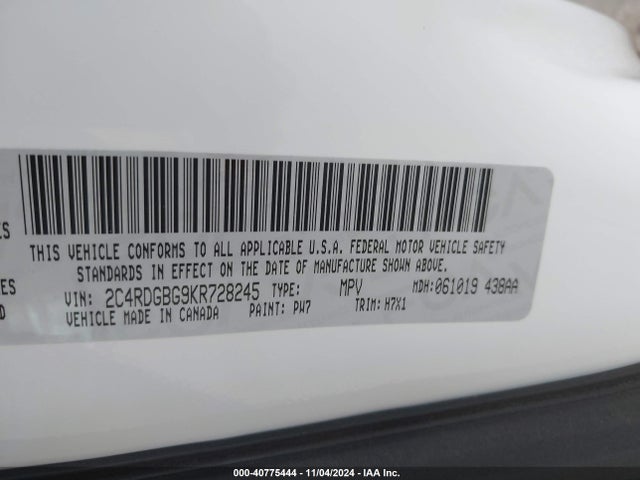 Dodge Grand Caravan Se 2019 2C4RDGBG9KR728245 Image 9