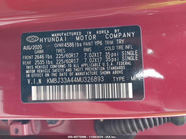 Hyundai Tucson Value 2021 KM8J33A44MU326893 Image 9