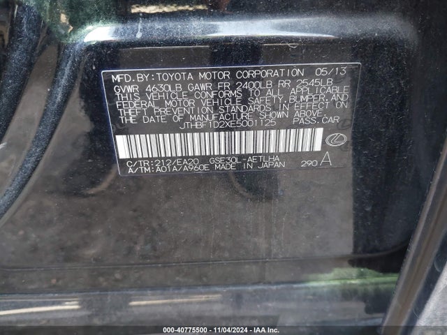 Lexus IS 250 2014 JTHBF1D2XE5001125 Image 9