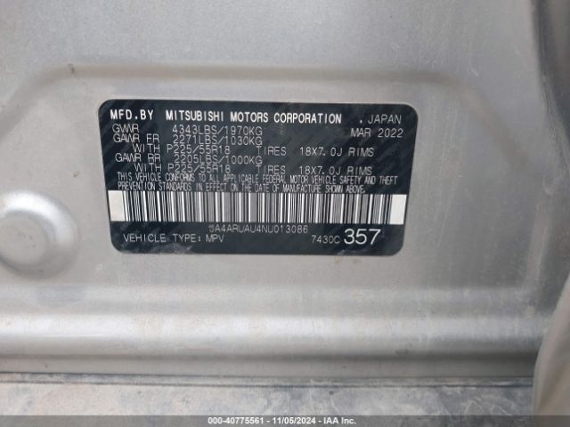 2022 MITSUBISHI OUTLANDER SPORT JA4ARUAU4NU013086 Photo 8