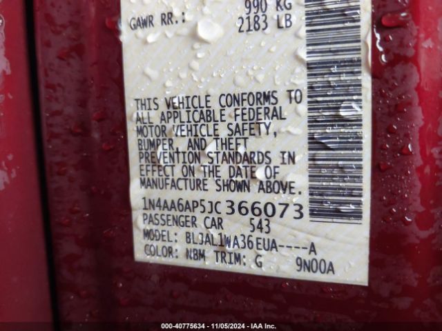 1N4AA6AP5JC366073 Nissan Maxima 3.5 Sr