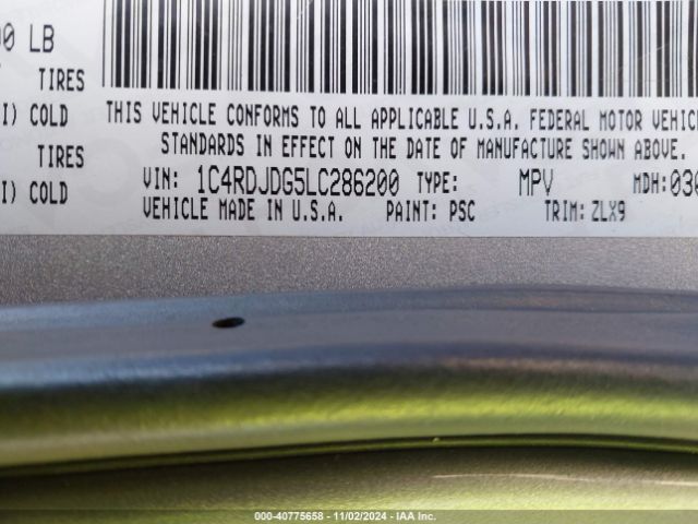 1C4RDJDG5LC286200 Dodge Durango Gt Plus Awd