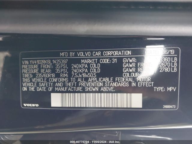 YV4102RK6L1425397 Volvo Xc60 T5 Momentum