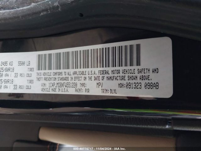 1C4PJMDBXFW551220 Jeep Cherokee Limited