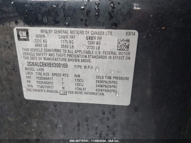 Chevrolet Equinox 2lt 2014 2GNALCEK8E6300169 Image 9