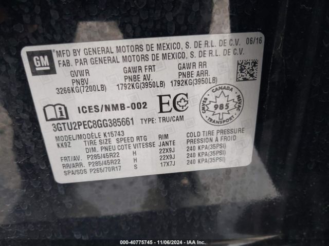 3GTU2PEC8GG385661 GMC Sierra 1500 Denali