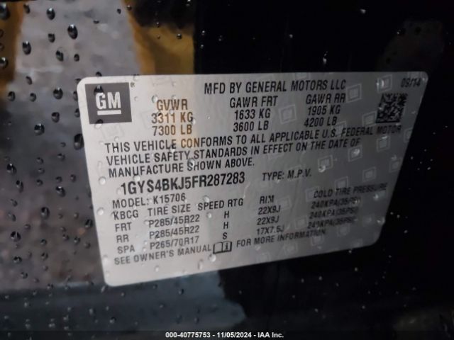 1GYS4BKJ5FR287283 Cadillac Escalade Luxury