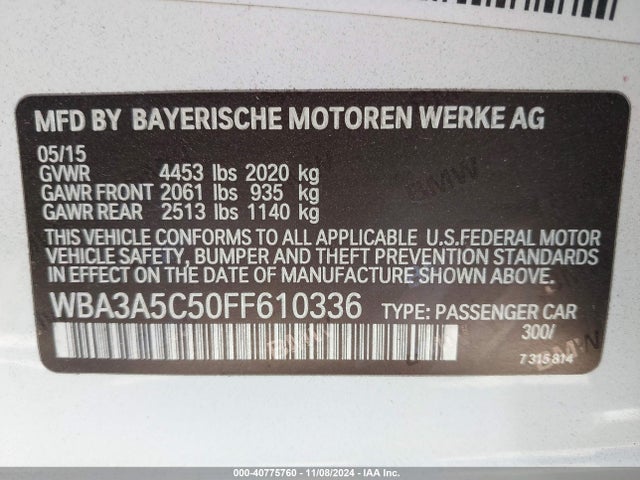 BMW 328I 2015 WBA3A5C50FF610336 Image 9