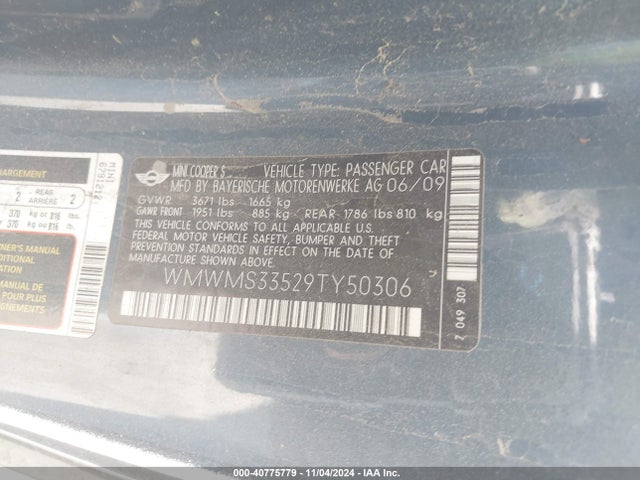 2009 MINI COOPER S WMWMS33529TY50306 Photo 8