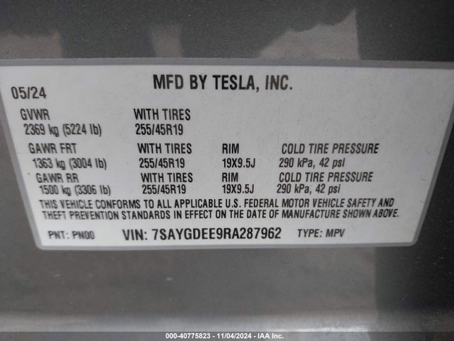 2024 TESLA MODEL Y 7SAYGDEE9RA287962 Photo 8