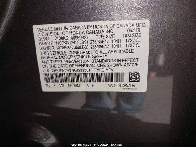 Honda CR-V LX 2019 2HKRW6H37KH221334 Image 9