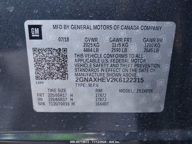 Chevrolet EQUINOX LS 2019 2GNAXHEV2K6122315 Image 9