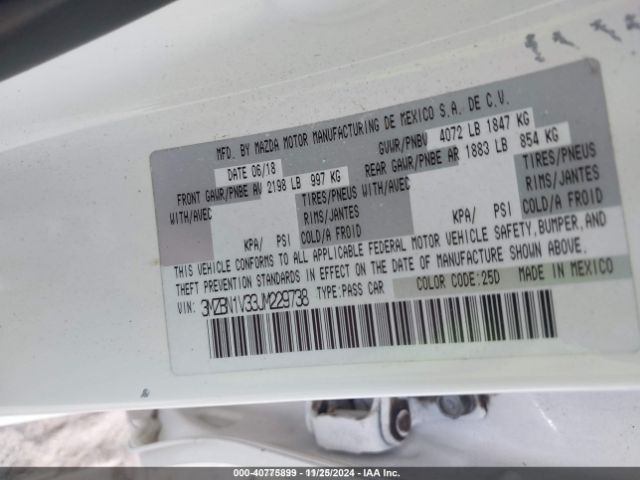 3MZBN1V33JM229738 Mazda Mazda3 Touring