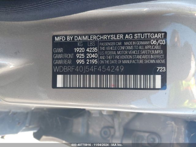 2004 MERCEDES-BENZ C-CLASS WDBRF40J54F454249 Photo 8