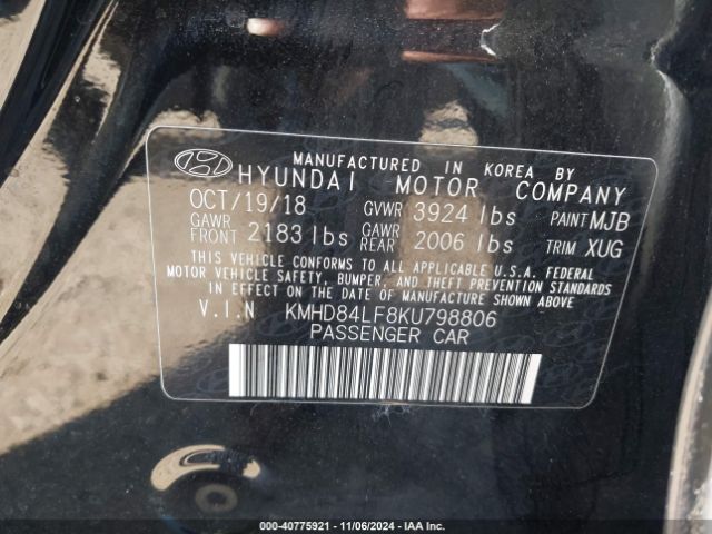 KMHD84LF8KU798806 Hyundai Elantra Value Edition