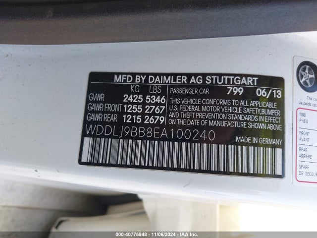 WDDLJ9BB8EA100240 Mercedes-Benz Cls 550 4matic