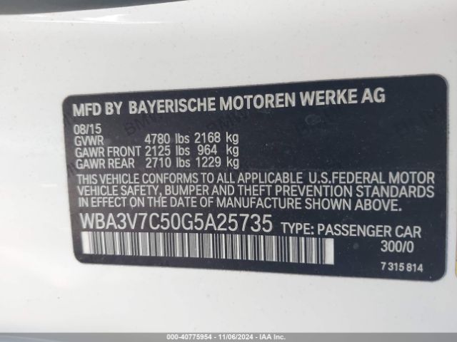 WBA3V7C50G5A25735 BMW 428i