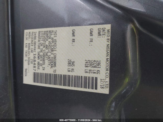 Nissan Altima 2.5 S 2019 1N4BL4BV4KC168487 Image 9