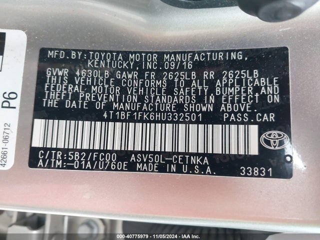 Toyota CAMRY LE 2017 4T1BF1FK6HU332501 Image 9