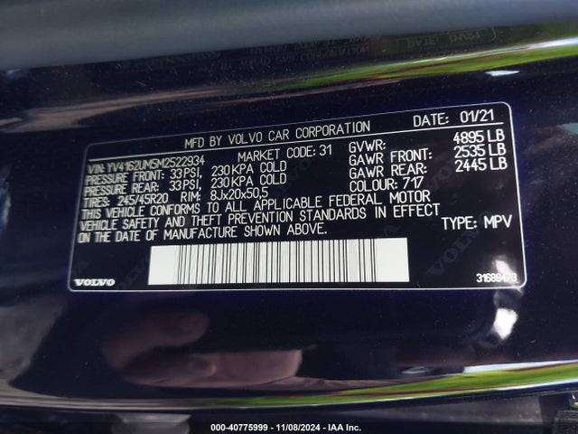 YV4162UM5M2522934 Volvo Xc40 T5 R-design