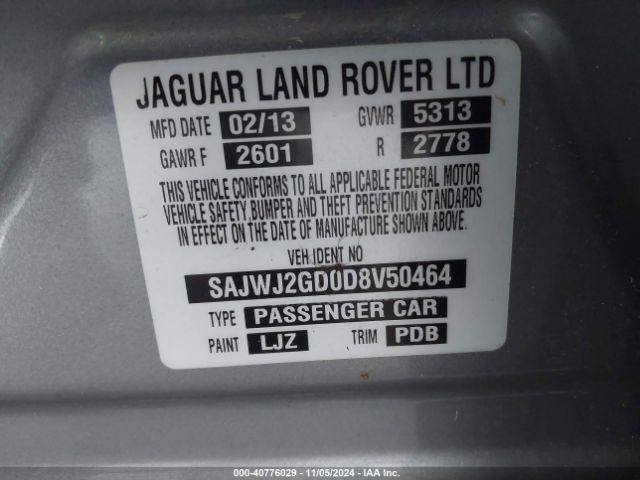 2013 JAGUAR XJ SAJWJ2GD0D8V50464 Photo 8