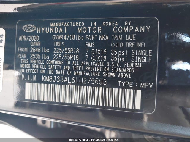 Hyundai Tucson Ultimate 2020 KM8J33AL6LU275693 Image 9
